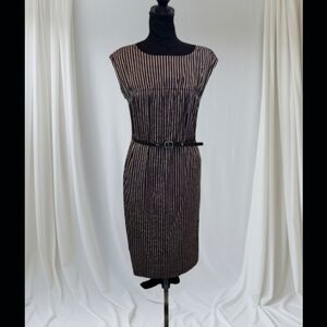 Neiman Marcus Brown and White Striped Dress